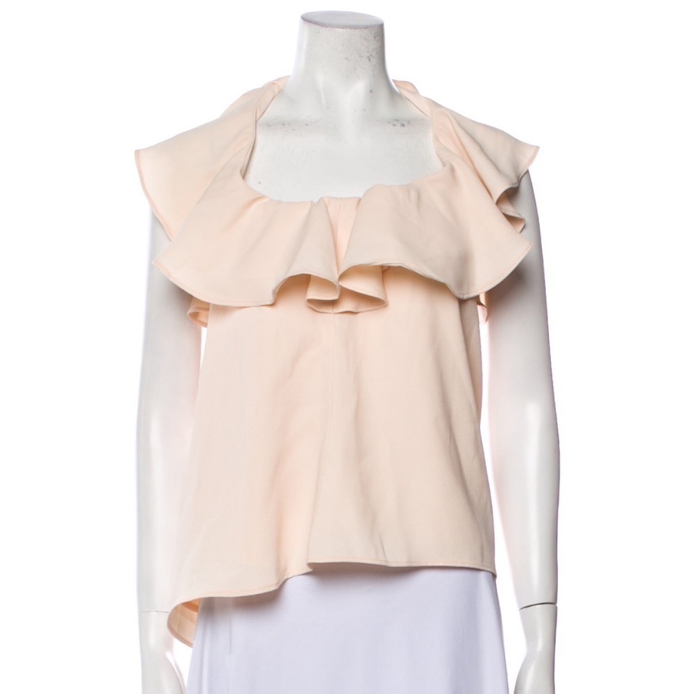 NWT REBECCA VALLANCE CREAM PINK RUFFLE OPEN BACK TOP